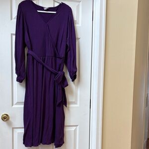 Ava & Viv Deep Purple Long Sleeve Dress